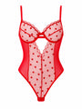 AMOUR TRANSPARAN KIRMIZI KALP DESENLİ BODSUIT 1