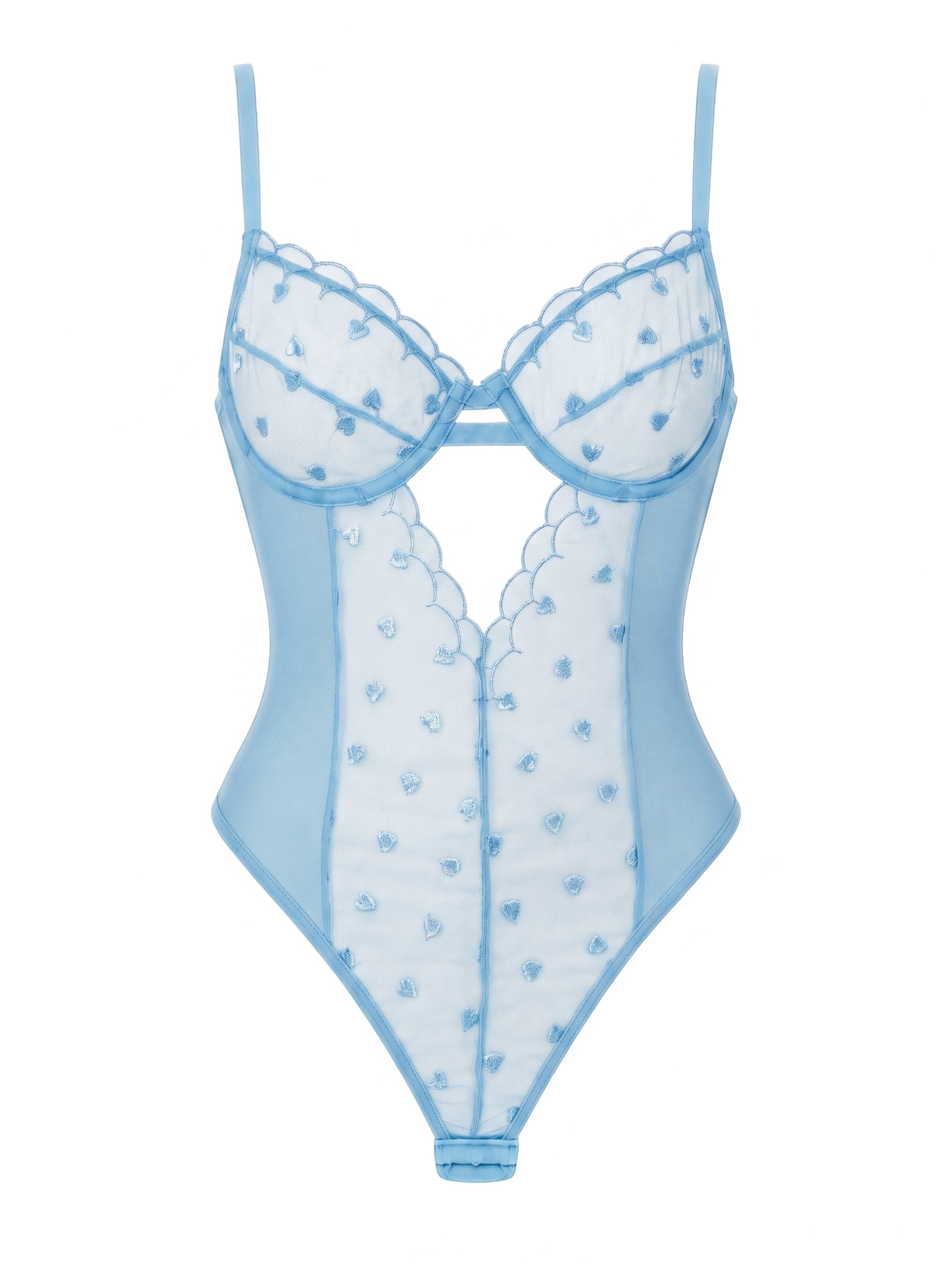 AMOUR TRANSPARAN MAVİ KALP DESENLİ BODYSUIT 1