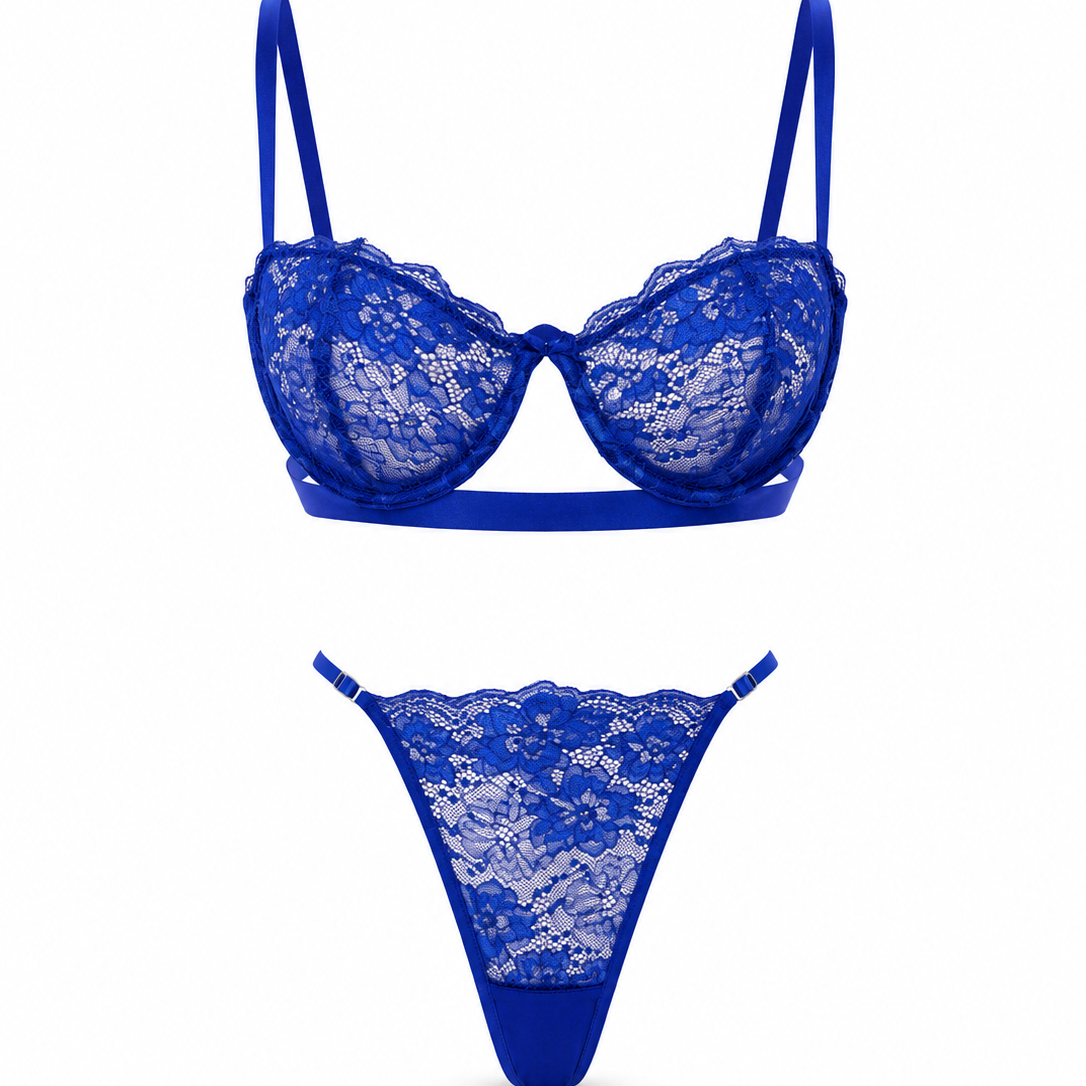 ASTRAL SAKS MAVİSİ DANTELLİ BRALET TAKIM 1