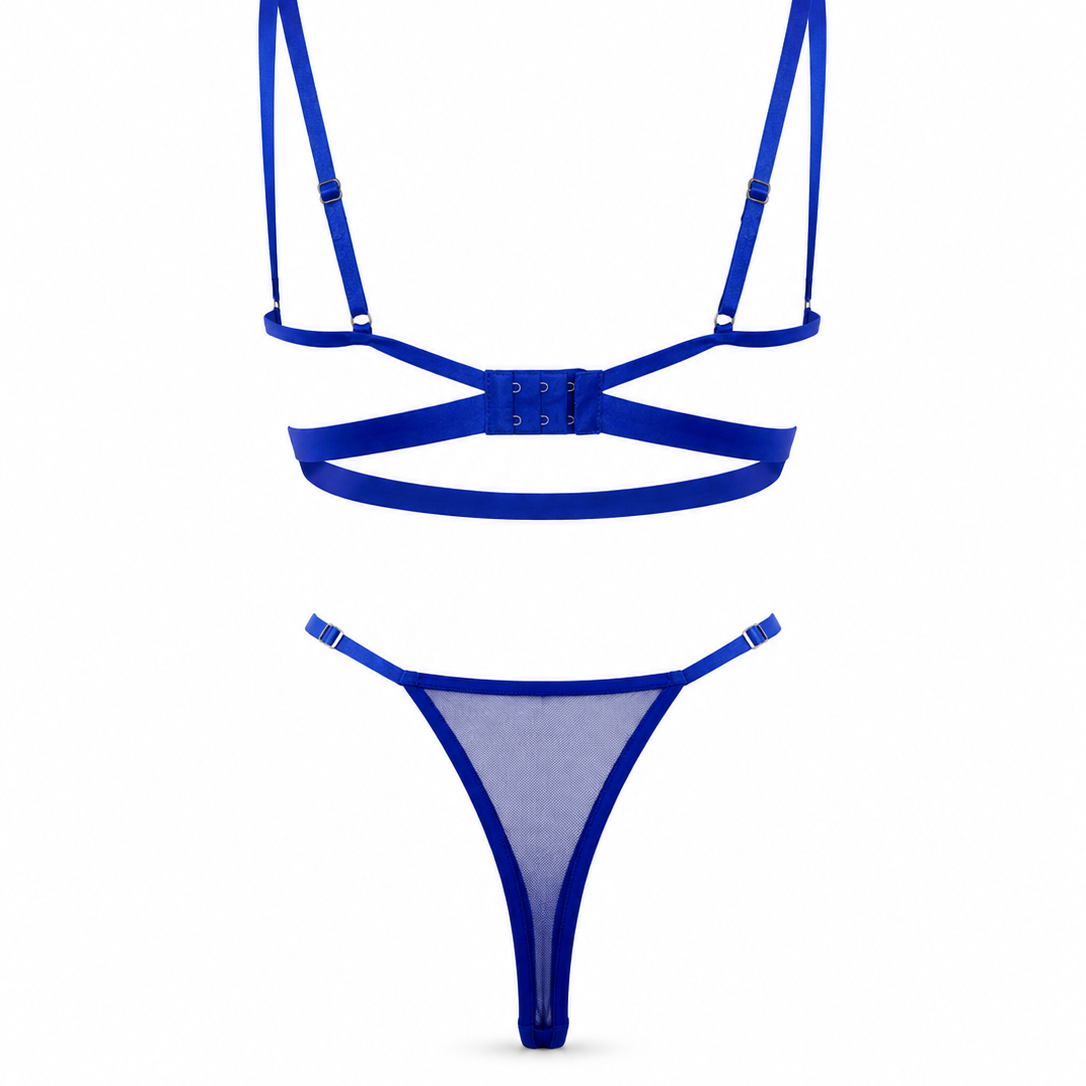 ASTRAL SAKS MAVİSİ DANTELLİ BRALET TAKIM 2
