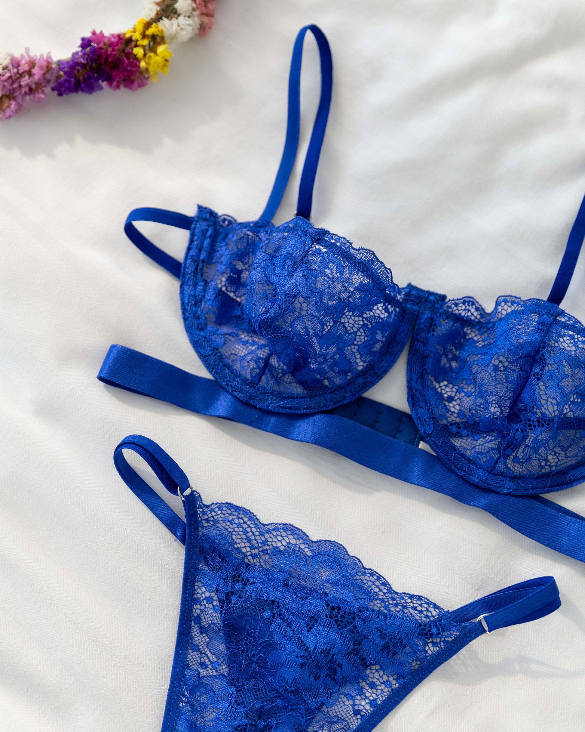 Astral Saks Mavisi Dantelli Bralet Takım