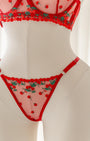 Cherry Kırmızı Kirazlı Desteksiz Bralet Takım