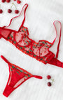 Cherry Kırmızı Kirazlı Desteksiz Bralet Takım