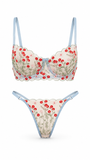 FLORA ÇİÇEKLİ MAVİ DESTEKSİZ BRALET TAKIM 1