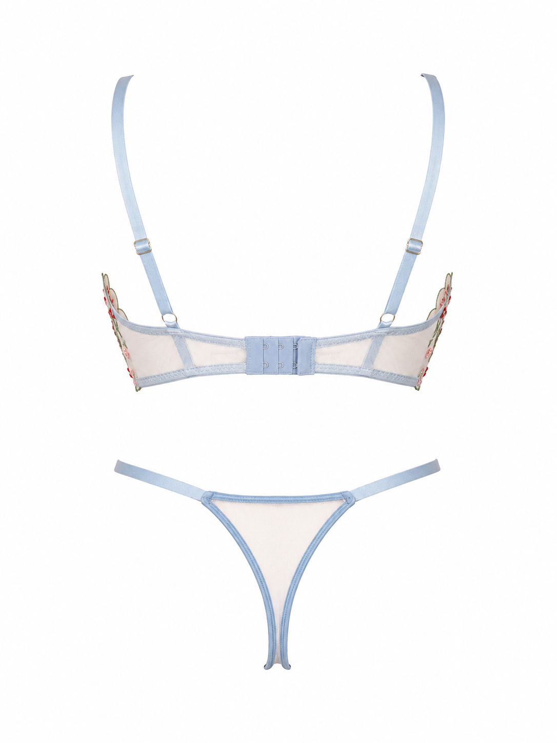 FLORA ÇİÇEKLİ MAVİ DESTEKSİZ BRALET TAKIM 2