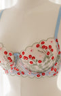 Flora Çiçekli Mavi Desteksiz Bralet Takım