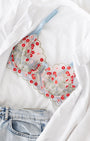 Flora Çiçekli Mavi Desteksiz Bralet Takım