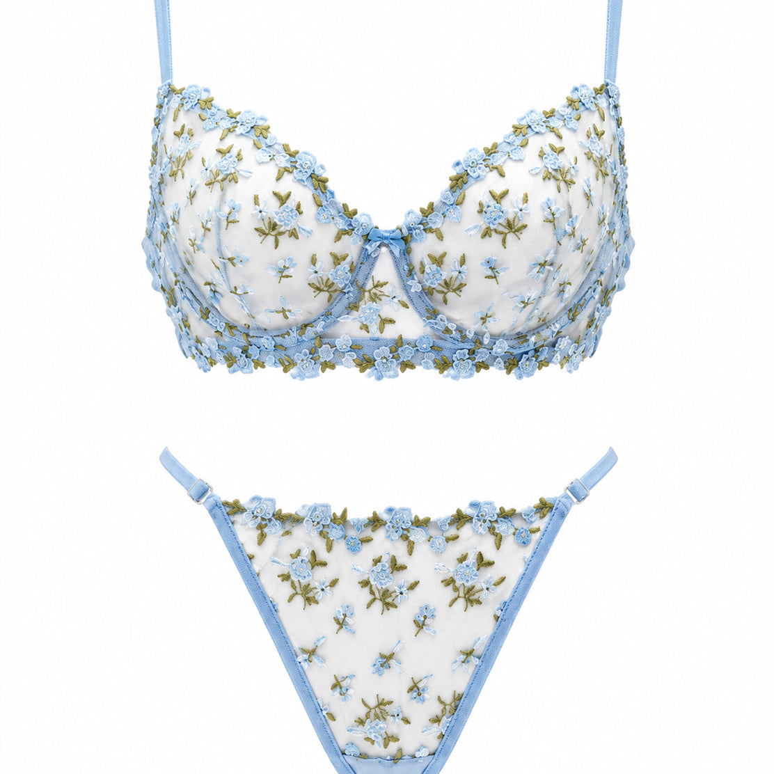 JARDIN ÇİÇEKLİ MAVİ BRALET TAKIM 1