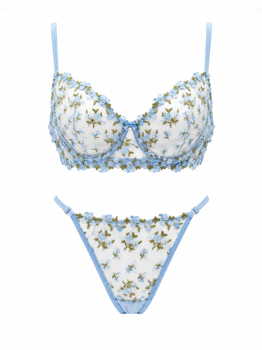 JARDIN ÇİÇEKLİ MAVİ BRALET TAKIM 1