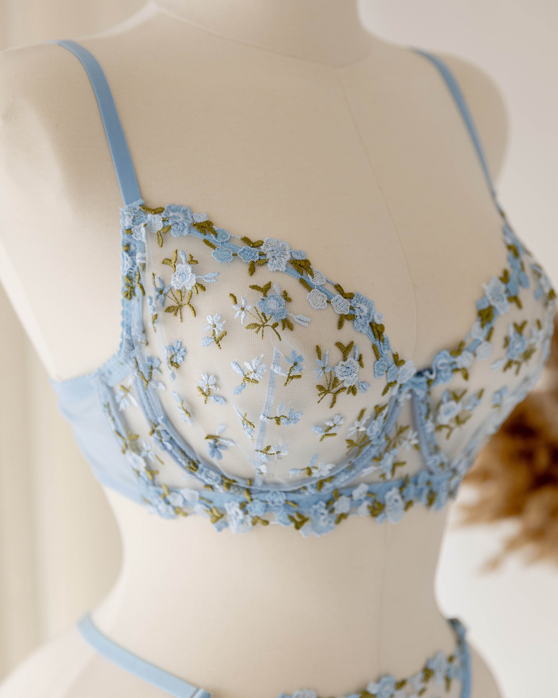 Jardin Çiçekli Mavi Bralet Takım