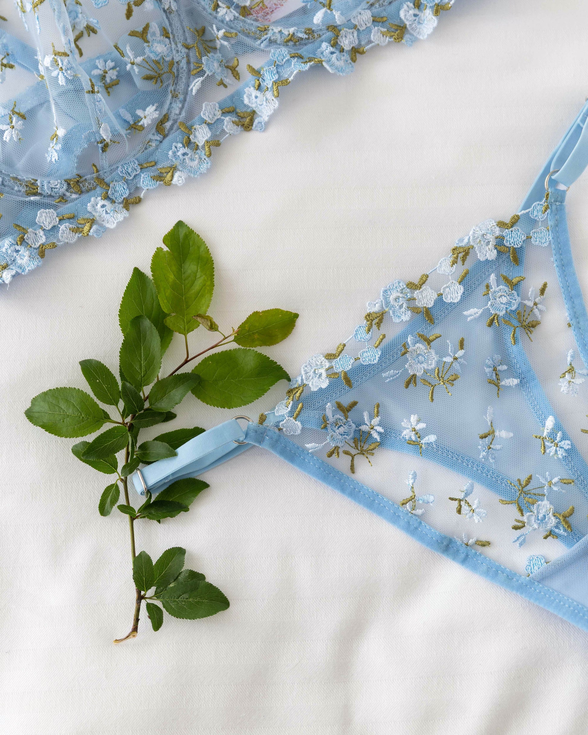 Jardin Çiçekli Mavi Bralet Takım