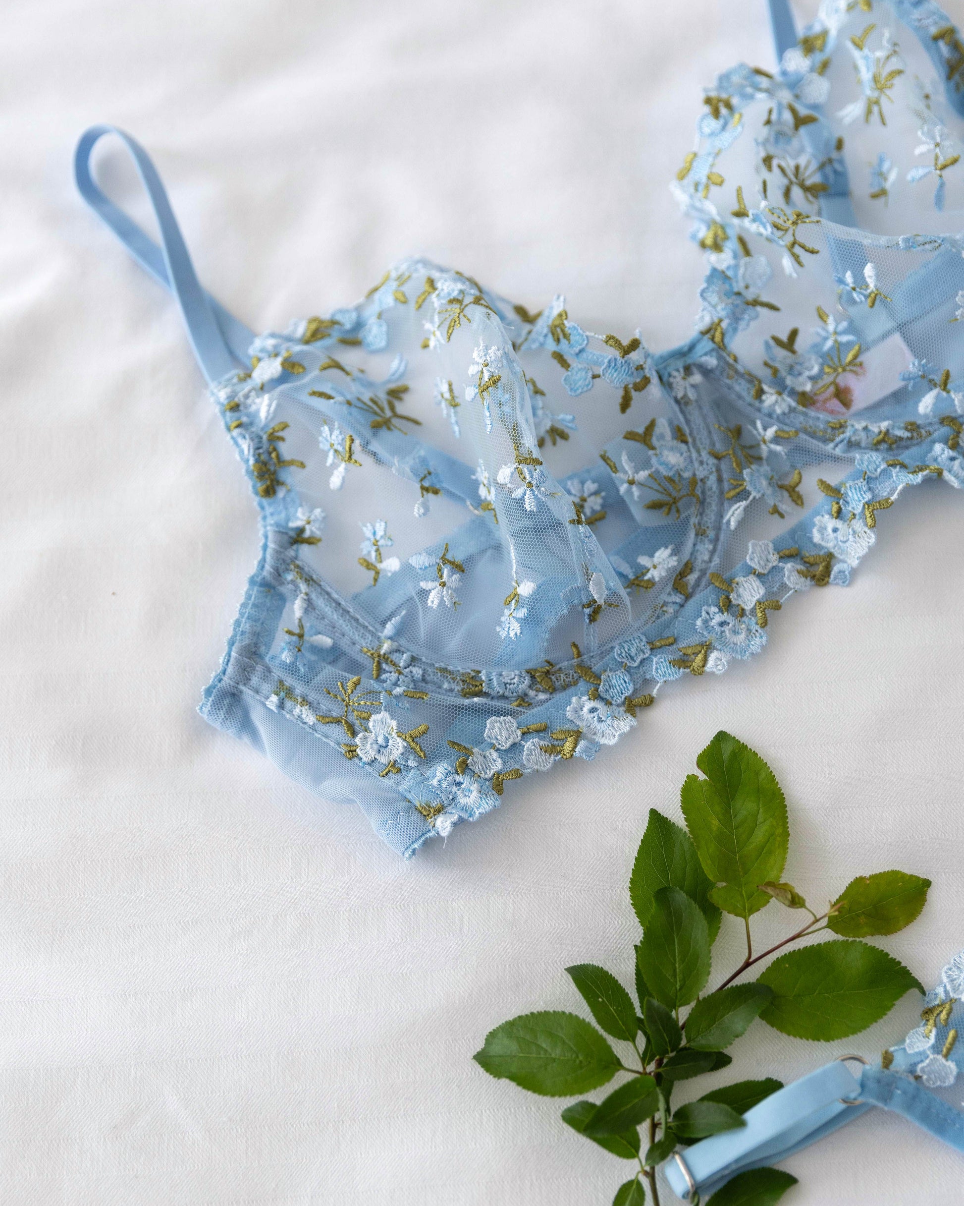 Jardin Çiçekli Mavi Bralet Takım