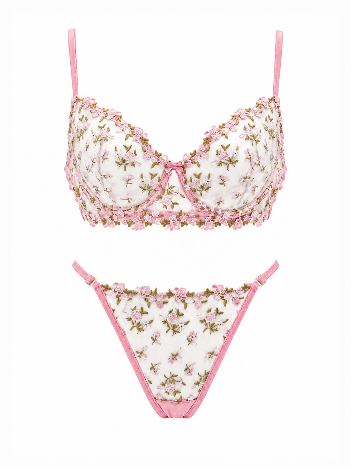 JARDIN ÇİÇEKLİ PEMBE BRALET TAKIM 1