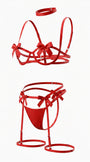 LAMIA KIRMIZI KURDELA DETAYLI HARNESS SET 1