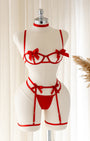 Lamia Kırmızı Kurdela Detaylı Harness Set