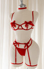 Lamia Kırmızı Kurdela Detaylı Harness Set