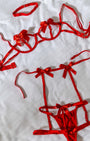 Lamia Kırmızı Kurdela Detaylı Harness Set