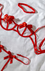 Lamia Kırmızı Kurdela Detaylı Harness Set