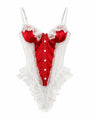 Lilith Beyaz Dantelli Kırmızı Bodysuit