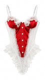 Lilith Beyaz Dantelli Kırmızı Bodysuit