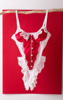 Lilith Beyaz Dantelli Kırmızı Bodysuit