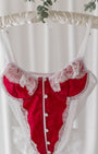 Lilith Beyaz Dantelli Kırmızı Bodysuit