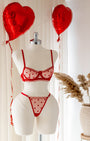 Love Kırmızı Desteksiz Bralet Takım