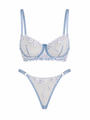 LUNA ÇİÇEKLİ MAVİ DESTEKSİZ BRALET TAKIM 1