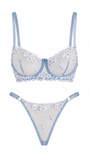 LUNA ÇİÇEKLİ MAVİ DESTEKSİZ BRALET TAKIM 1