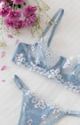 Luna Çiçekli Mavi Desteksiz Bralet Takım