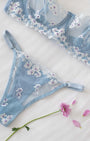 Luna Çiçekli Mavi Desteksiz Bralet Takım