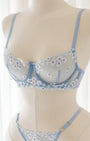 Luna Çiçekli Mavi Desteksiz Bralet Takım
