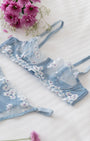 Luna Çiçekli Mavi Desteksiz Bralet Takım