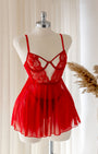 Morgana Kırmızı Tül Fantezi Babydoll