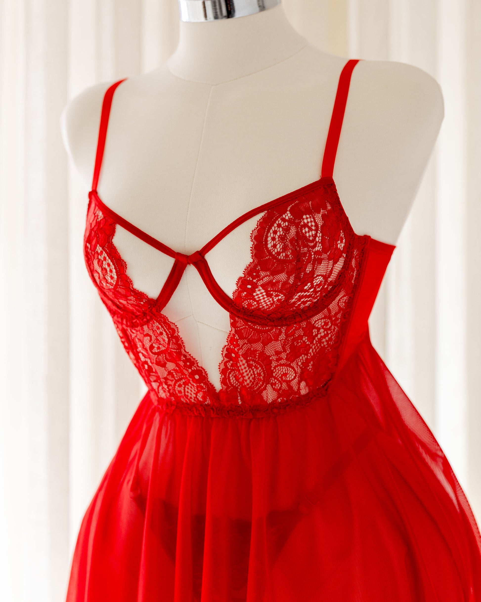 Morgana Kırmızı Tül Fantezi Babydoll