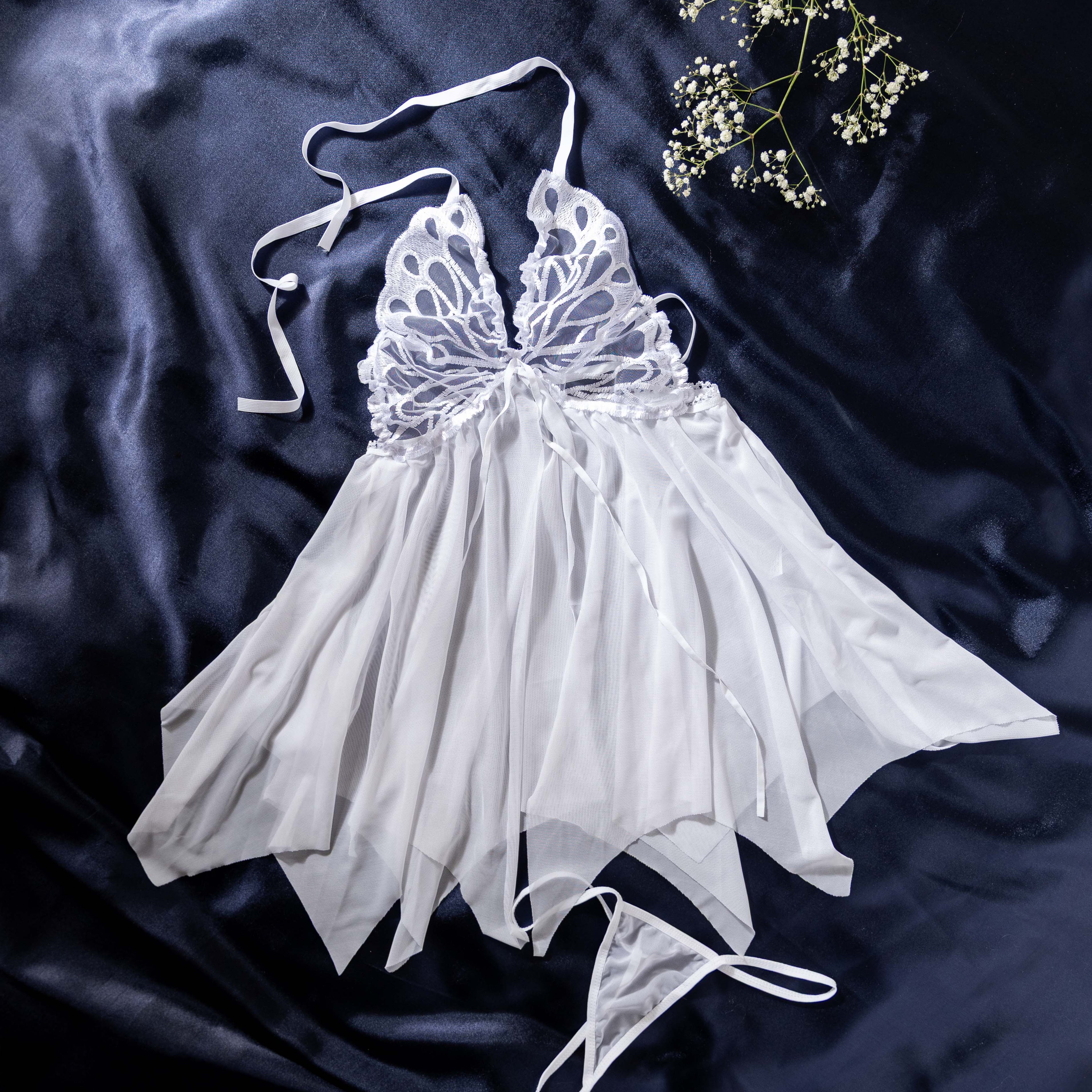 Papillon Kelebek Detaylı Tül Fantezi Babydoll