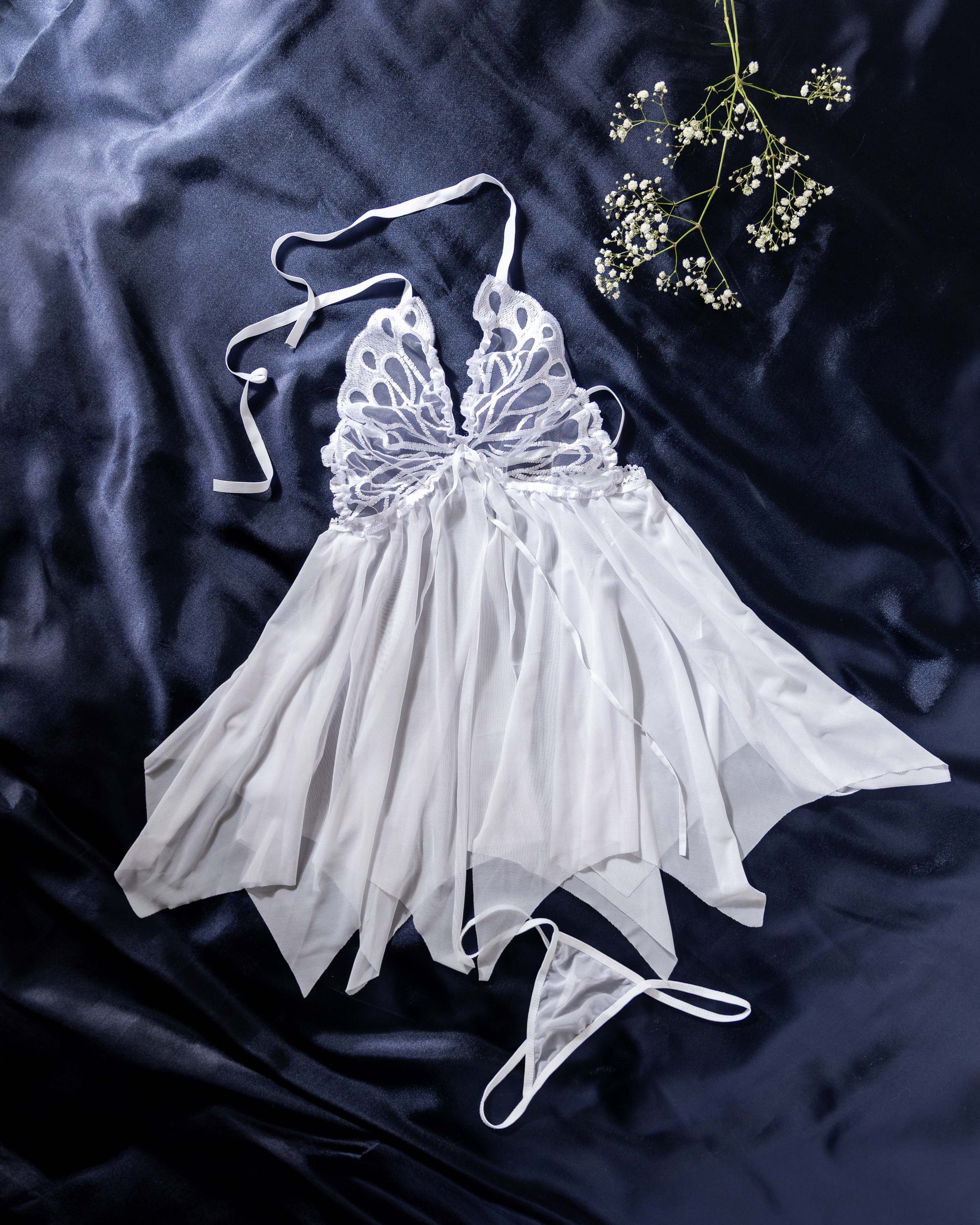 Papillon Kelebek Detaylı Tül Fantezi Babydoll