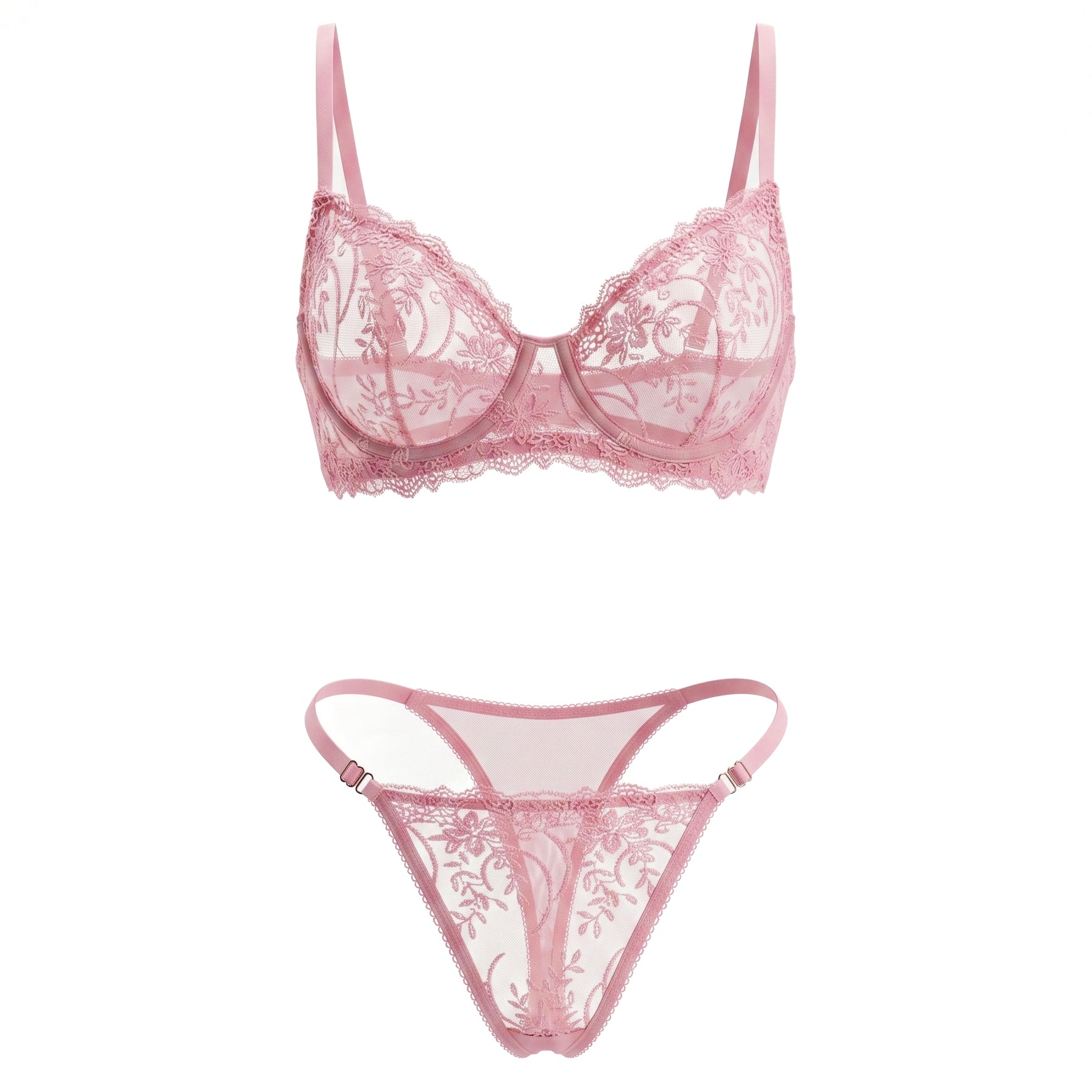 PINKY PEMBE DANTELLİ BRALET TAKIM 1