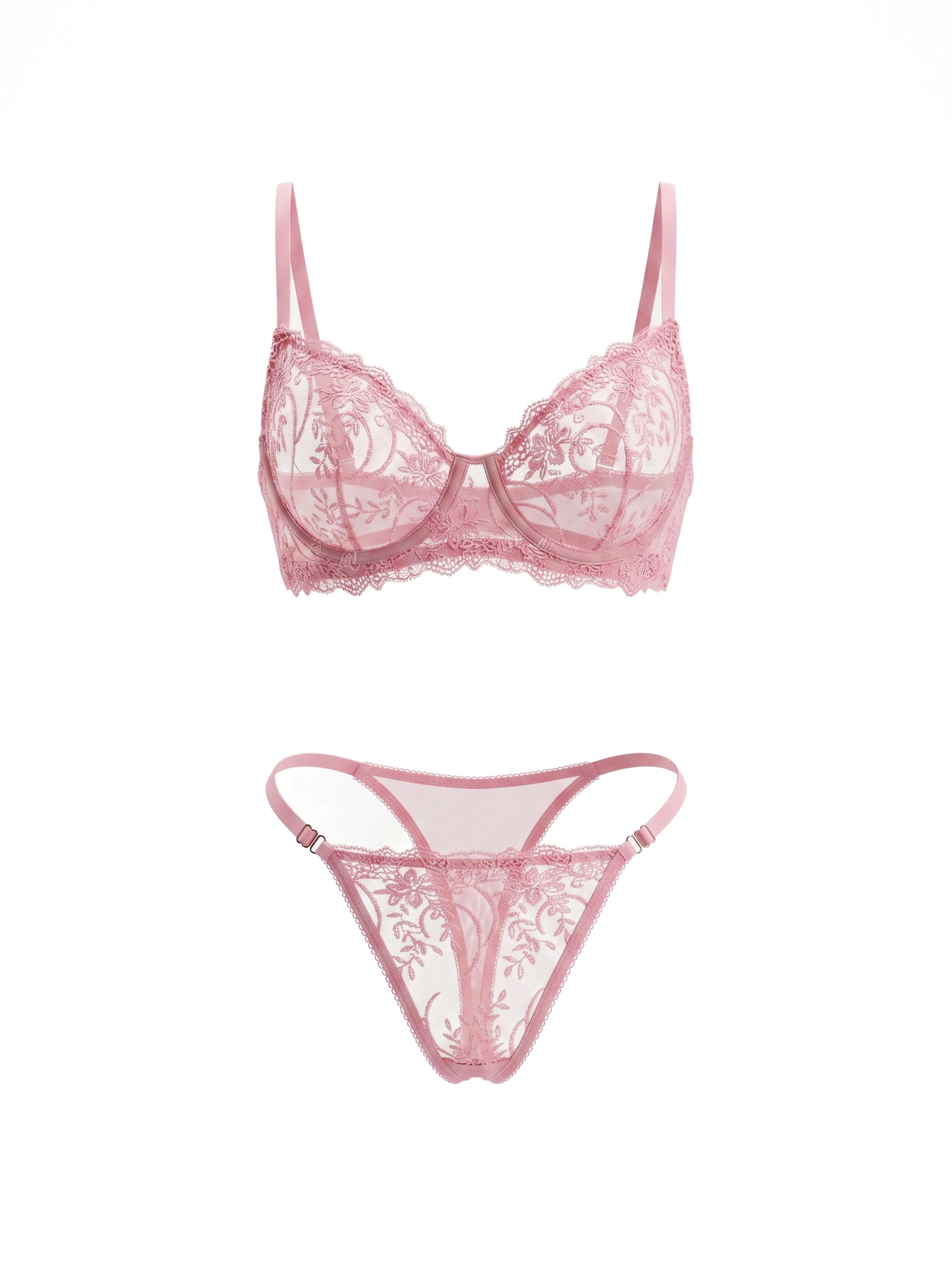 PINKY PEMBE DANTELLİ BRALET TAKIM 1