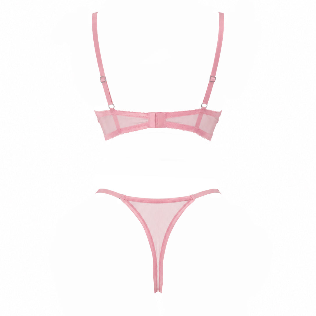PINKY PEMBE DANTELLİ BRALET TAKIM 2