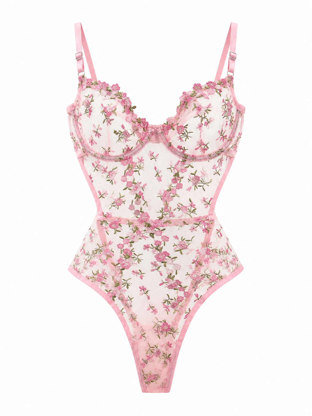 PIXIE ÇİÇEKLİ PEMBE BODYSUIT 1