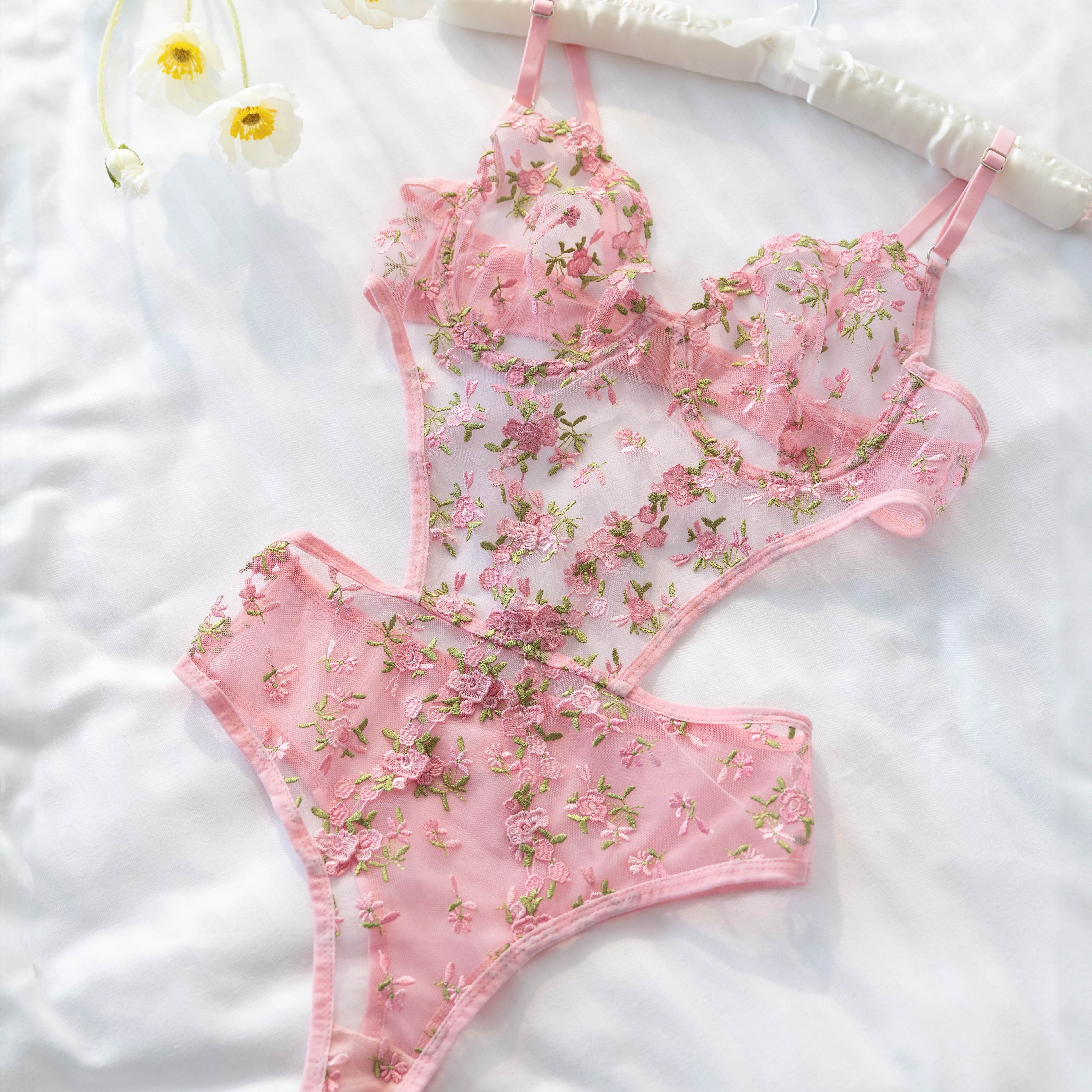 PIXIE ÇİÇEKLİ PEMBE BODYSUIT 2