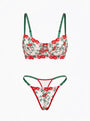 RUBY ÇİÇEKLİ KIRMIZI DESTEKSİZ BRALET TAKIM 1