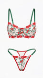 RUBY ÇİÇEKLİ KIRMIZI DESTEKSİZ BRALET TAKIM 1
