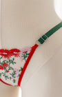 Ruby Çiçekli Kırmızı Desteksiz Bralet Takım