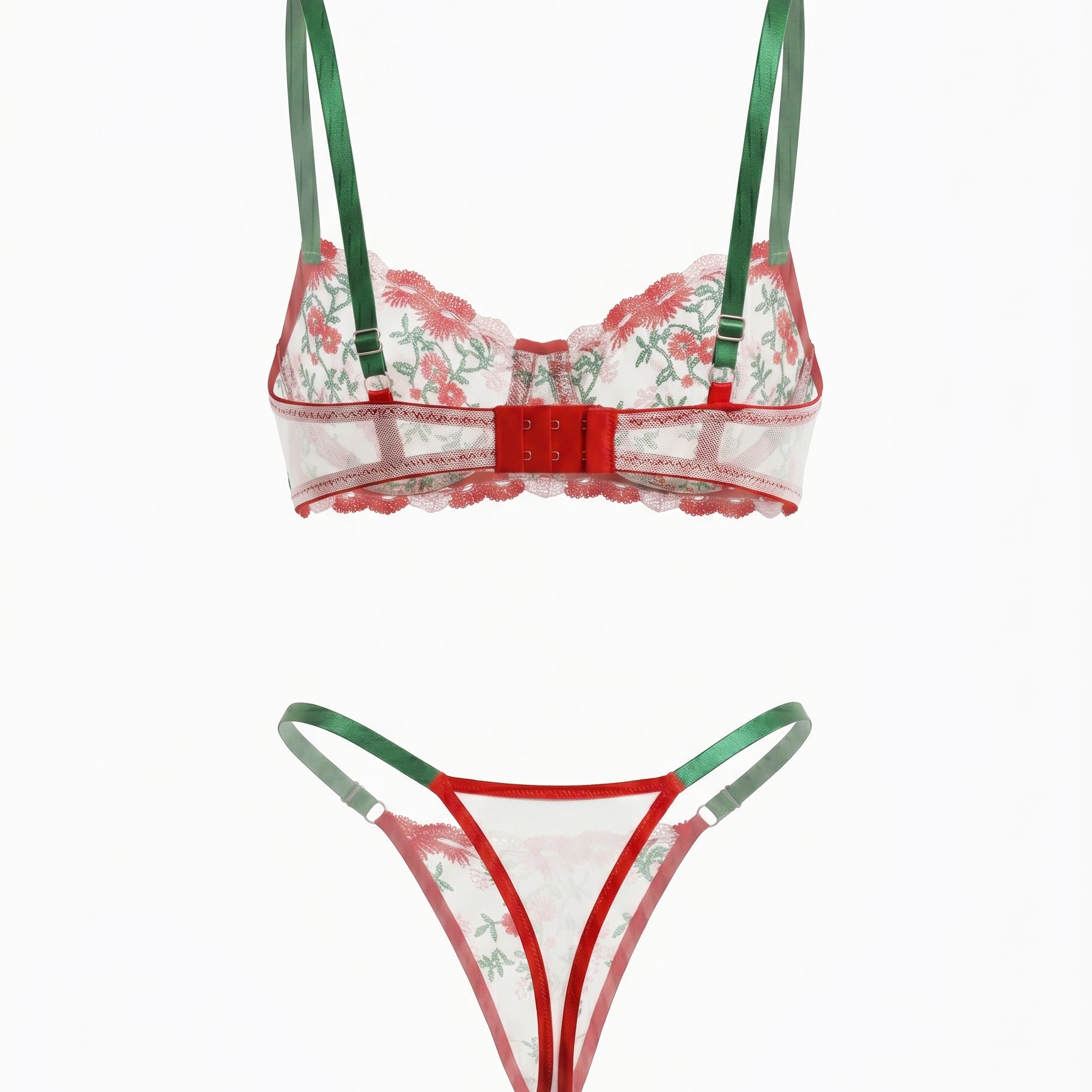 RUBY ÇİÇEKLİ KIRMIZI DESTEKSİZ BRALET TAKIM 2