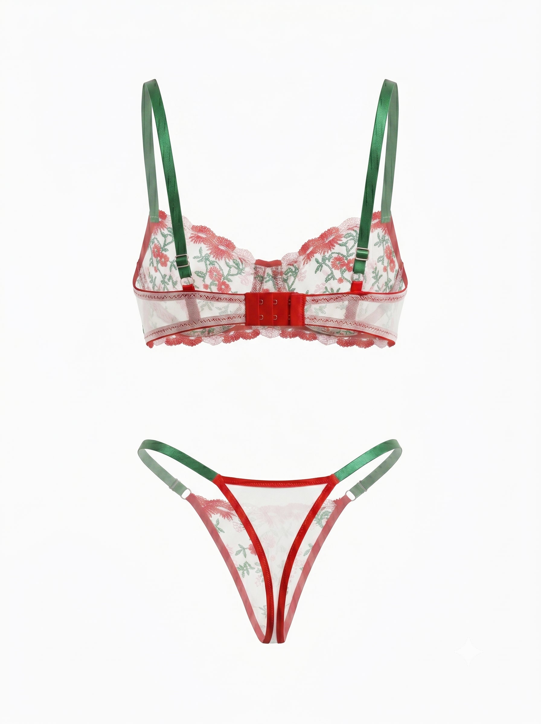 RUBY ÇİÇEKLİ KIRMIZI DESTEKSİZ BRALET TAKIM 2