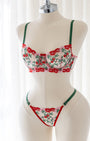 Ruby Çiçekli Kırmızı Desteksiz Bralet Takım