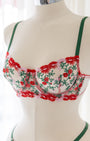 Ruby Çiçekli Kırmızı Desteksiz Bralet Takım