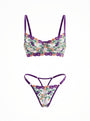 RUBY ÇİÇEKLİ MOR DESTEKSİZ BRALET TAKIM 1